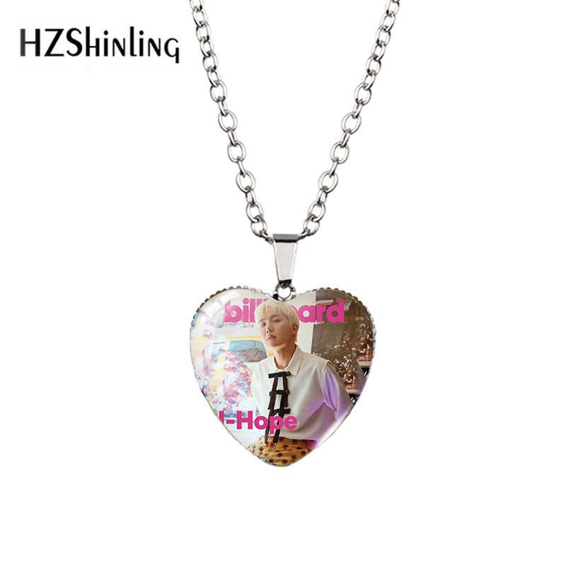 Beautiful Bts Heart-shaped Necklace With Gemstone Accents For Fans Of K-pop Jewelry