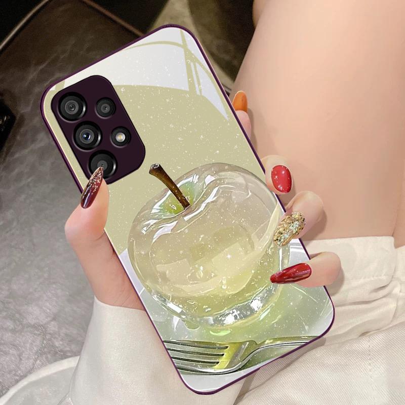 

Crystal Apple Pink Purple For Samsung Galaxy S10 4G S20 11E 30 S21 22 S24 Fe Pro S23 S25 Ultra 5G S9 Tempered Glass Phone Case For Samsung S24 FE