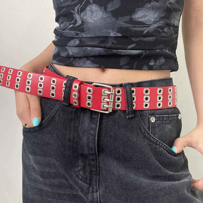 Women's Rivet Belt Fashion Casual Punk Style Pu Leather Waistband Personalized Waistband Decoration Accessory