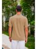 2024 Men's Retro Cotton Linen Striped Henley Casual Shirt