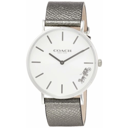 

Coach Perry Watch, White Dial, Metallic Gray Leather, 36mm, Quartz Movement, Women s, 14503155