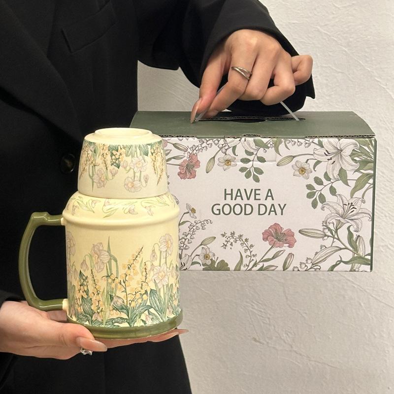 Ins retro originaldesign Gesang blomma vattenkanna eftermiddagste keramisk mugg premium tekopp presentförpackning