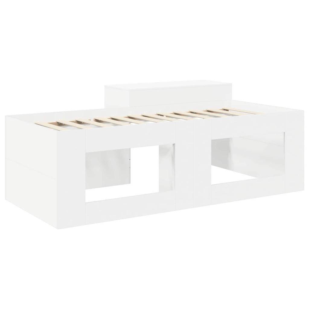 High Bed with Desk for Kids White 80 x 200 cm