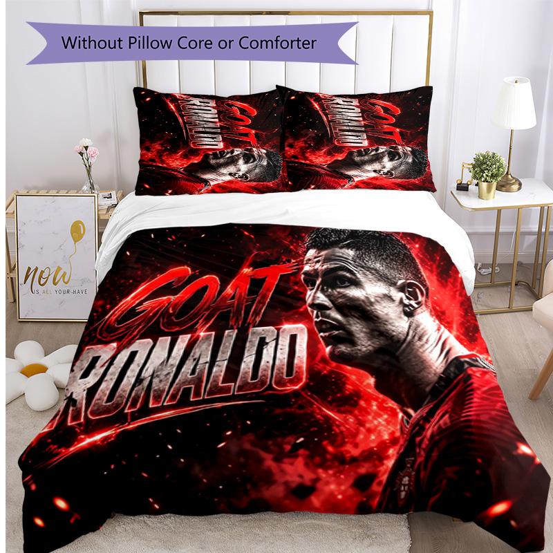 Cristiano Ronaldo Muster Bedrucktes 3-teiliges Bettwäsche-Set Weich Hautfreundlich Waschbar Bettbezug & Kissenbezüge Set Ganzjahres Schlafzimmer