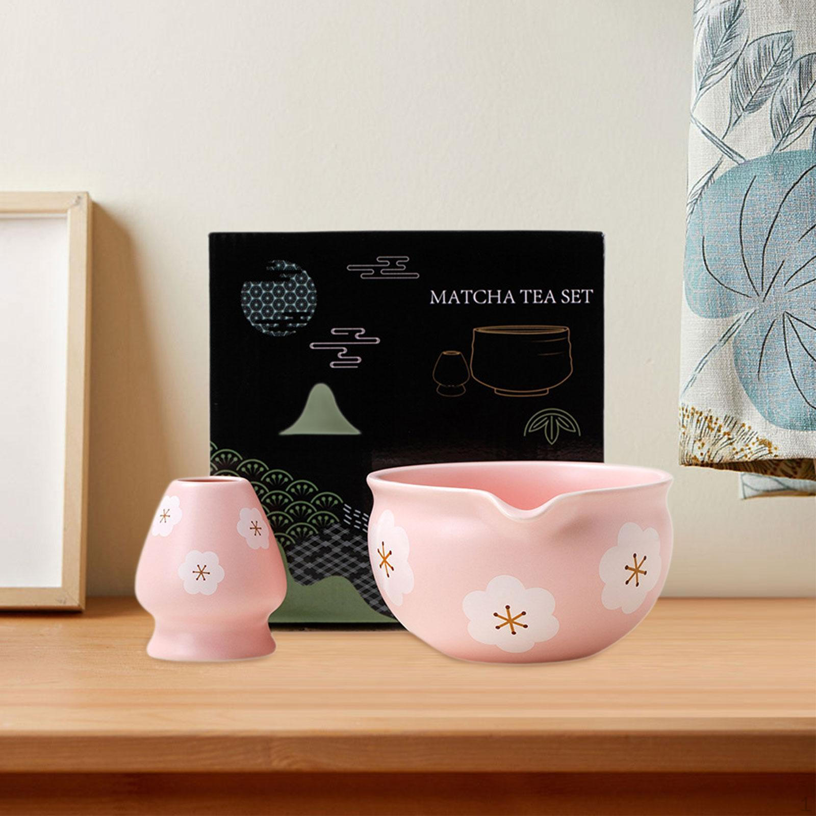 

2 Handmade Matcha Bowls with Whisk Holder, 500ml Japanese Tea Cup , Bowl A