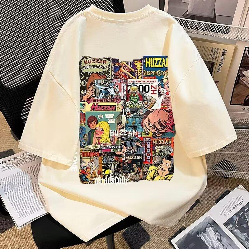 

УРА Национальный тренд Американский популярный граффити принт Постер Принт Футболка с коротким рукавом Мужская Осенняя Круглый вырез Свободный Повседневный Верх 5XL абрикосовый