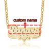 18K Gold Nameplate Necklace Personalized Double Name Plate 3D Name Two Tone Necklace Custom Heart Name Necklace For Women