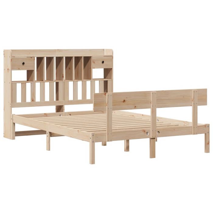 VidaXL Lit bibliothèque sans matelas 140x200 cm bois massif de pin, lit, meuble de chambre à coucher, lit avec rangement, 3321834
