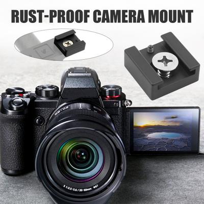 Camera Hot Shoe Mount with 1/4-inch Thread Screw Aluminum Alloy Action Camera Cold Shoe