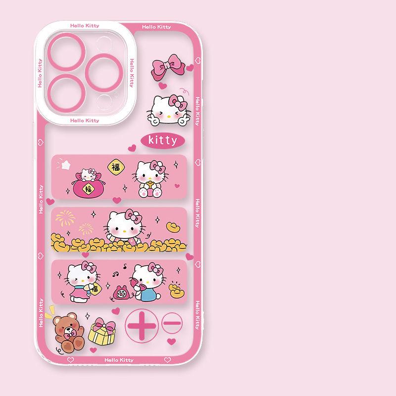 Pink Cute Hello Kitty Phone Case For Iphone 17 Air 17 Pro Max 16 15 14 12 13 11 Pro Max X 16e 16 Plus 13 Mini INS Thin Cover