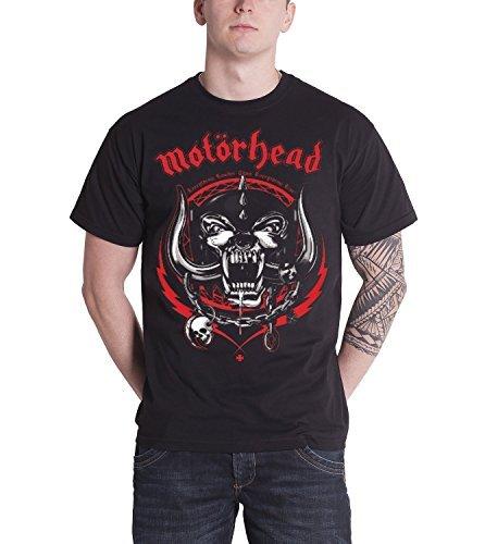 Motorhead T Shirt Lightning Red Wreath Warpig Band Logo Unisexs Black S S