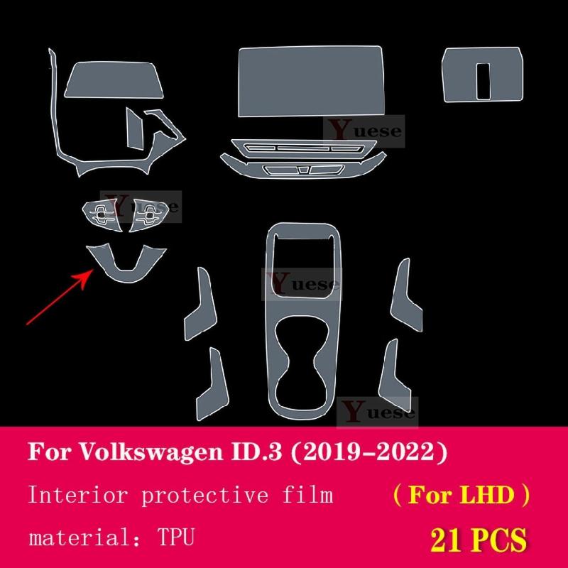 For Volkswagen ID3 - Car Interior Center Console Transparent TPU Protective Film Anti-scratch Sticker