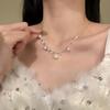 Zircon water drop pearl pendant necklace light luxury retro temperament collarbone chain niche fashion versatile jewelry women
