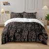 3pcs English Letter Garbled Printed Coreless Down Duvet Cover Set Comfortable Bedroom Bedding Decoration Machine Washable