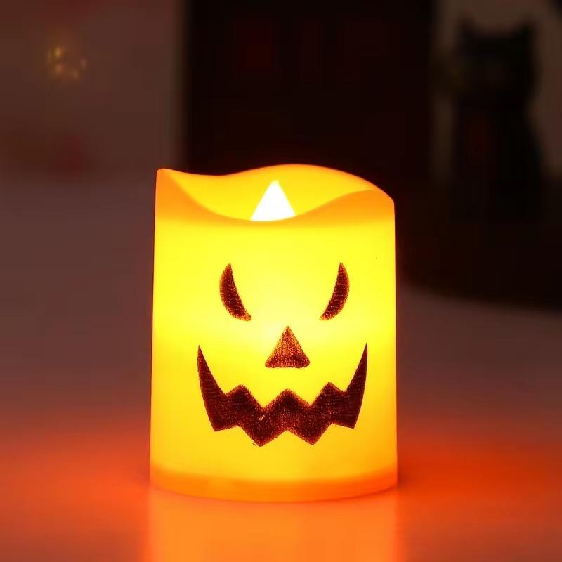 6-60PCS Halloween Flickering LED Candle Holder Skull Ghost Pumpkin Lantern Spooky Decoration for Haunted House Centerpiece