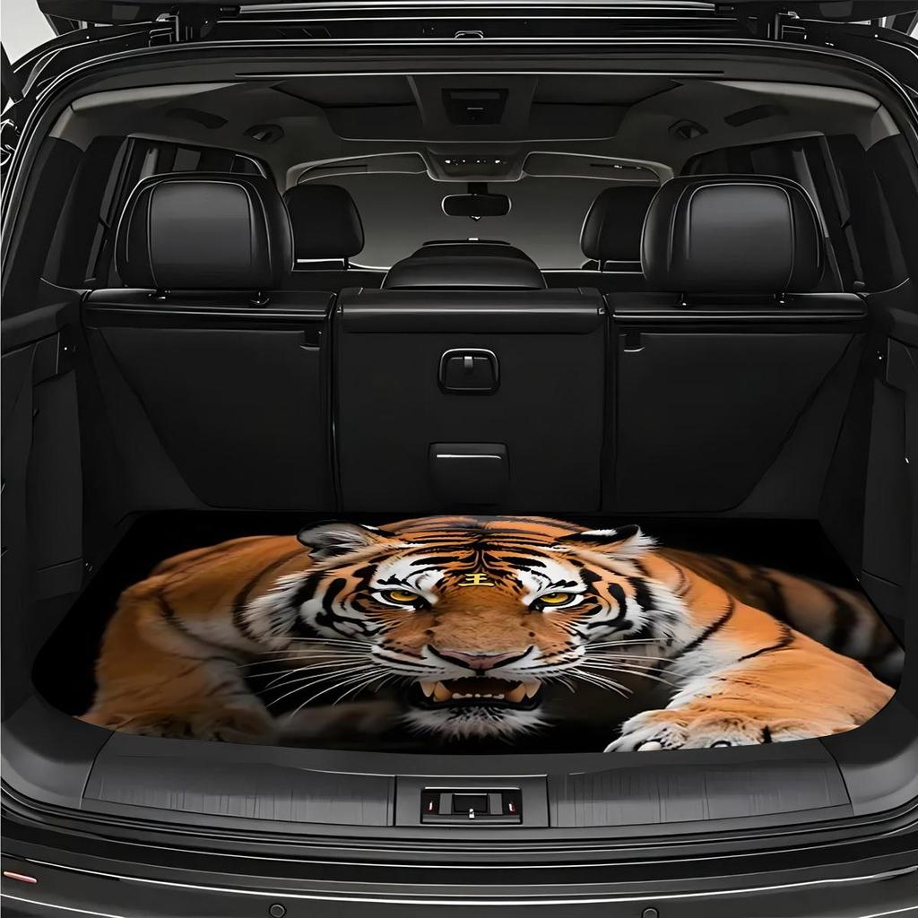 1Pcs Tiger Print Car Trunk Mat Non-Slip Heavy-Duty Cargo Liner for SUVs Sedans Trucks Protects Against Pets Protective Cover