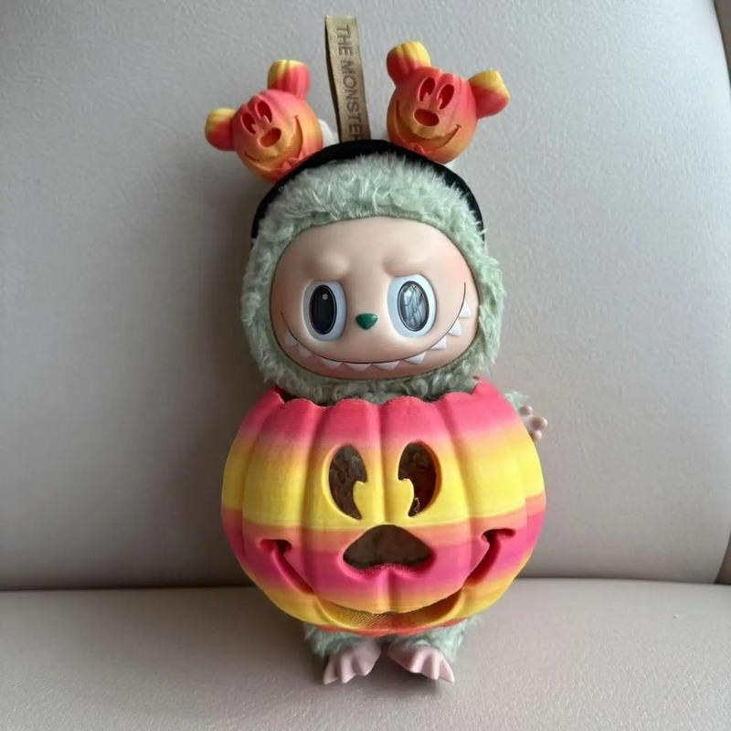 Clothes for Labubu Halloween Gradient Colorful Pumpkin Outfit Set for 1.0 3.0 Generation Figure Collectible Decor Labubu Cosplay