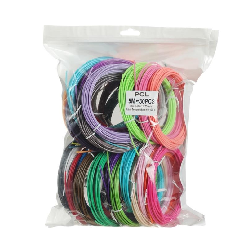 1.75mm Diameter PCL 3D Pen Filaments Random Color, Smooth Texture Filaments for Low Temperature 3D Printing Pen