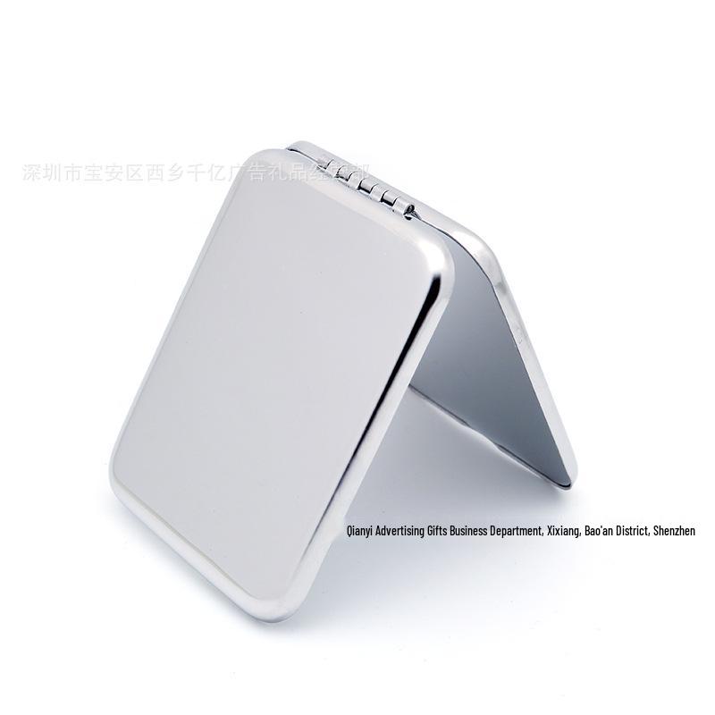 Engravable Stainless Steel Foldable Makeup Mirror - Unbreakable, Portable, Round/Square Design, Compact Size