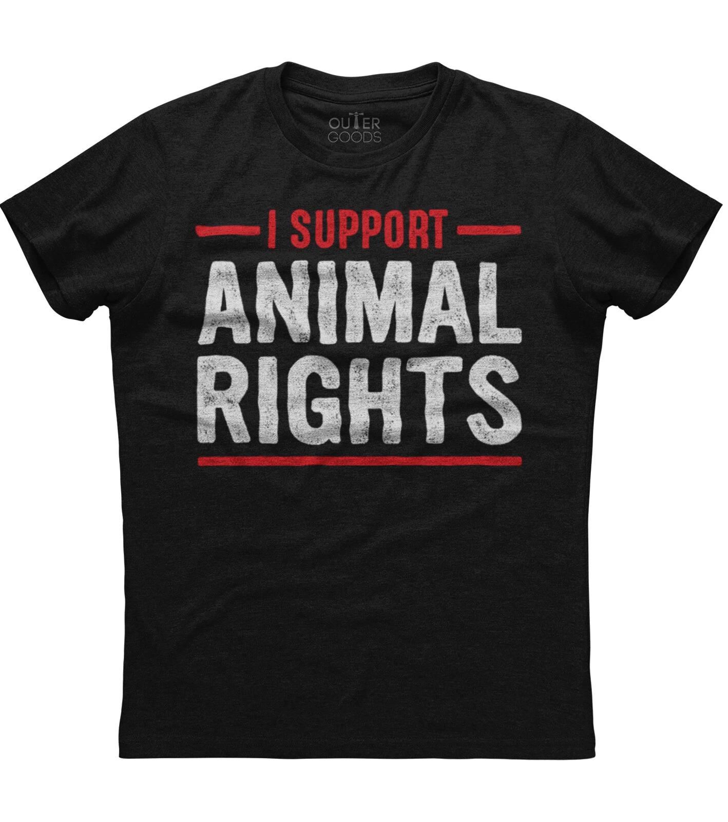 I Support Animal Rights Vegan Moto Mens Short Sleeve New Cotton Black T-shirt S