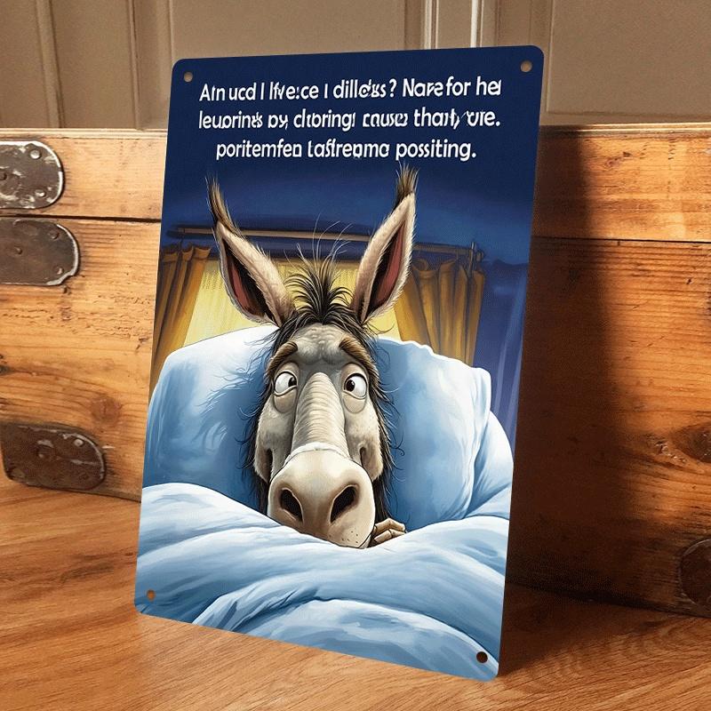 

1 piece Creative Cartoon Donkey Tin Wall Hanging Painting for Bedroom, Fun Animal Decorative Painting, Living Room/Entrance Hall (as the picture,20x30cm)