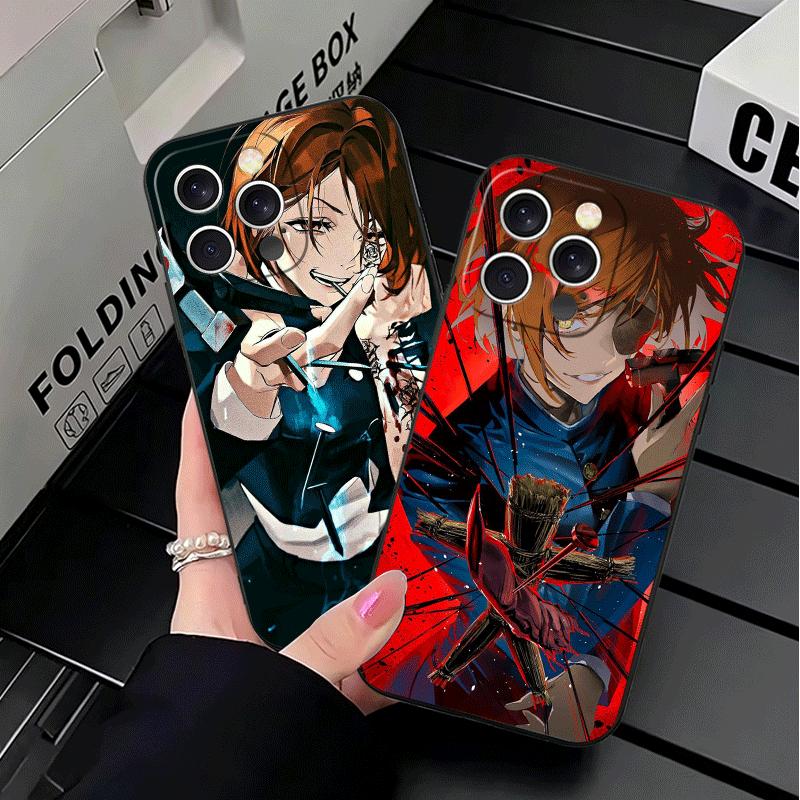 Anime Kugisaki Nobara JUJUSU Soft Phone Case for iPhone 16 16E 17 Air 15 Pro Max 14 Plus 13 Mini 11 12 7 Black Cover Back Shell