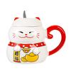 Joyful Mug Super Cute Animal Cartoon Ceramic Water Cup Large Caliber Fortune Cat Female Office Coffee Cup with Lid