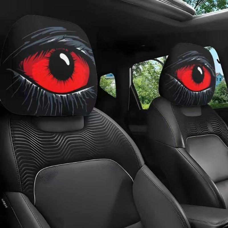 Dekorative 2er-Packung Waschbares Polyestergewebe Halloween-Gesicht Aufgedruckte Auto-Kissenbezug Weich Bequem Auto-Sitz Kopfstütze Kissenbezug