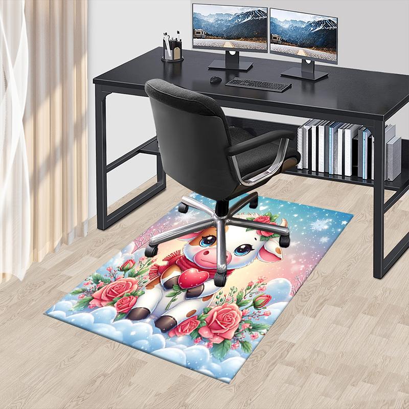 1PC cow, roses Extra Large Non Slip Floor carpet, Office, family, Studio Large Area Rug Indoor Rugs, Bold Statement Piece