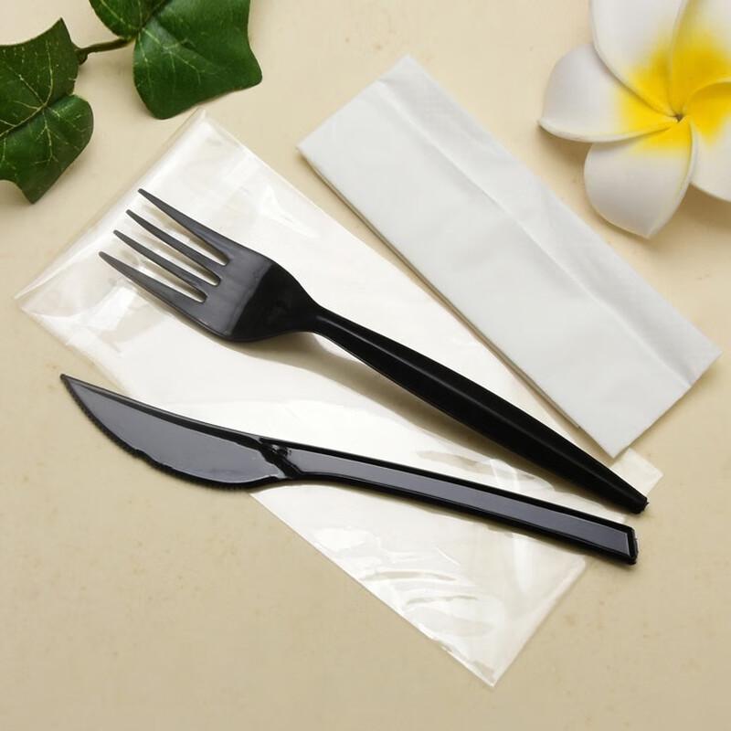 Disposable Plastic Cutlery Set with Napkin (50 Count)