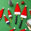 Mini Christmas Hat Wine Bottle and Cutlery Cover - Festive Brushed Cloth Decorations