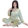 Summer Thin Pajamas Women'S Ice Silk French Style Long-Sleeved Trousers Cool Jacquard Loungewear