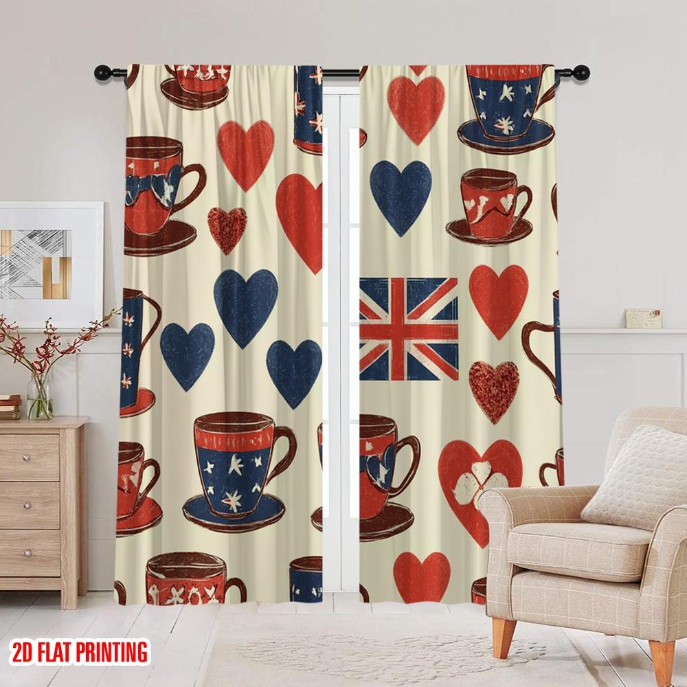 2 st, 2D tryckta Gardiner & Fönsterdekoration Hjärta & Union Mångsidigt Polyestertyg (utan spö) Utomhusdekorationer för