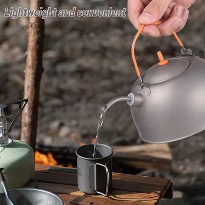 Small Hot Water Kettle 0.5L with Coffee Pot Ti Spout Lightweight for Camping Hiking Backpacking Picnic 0.5L
