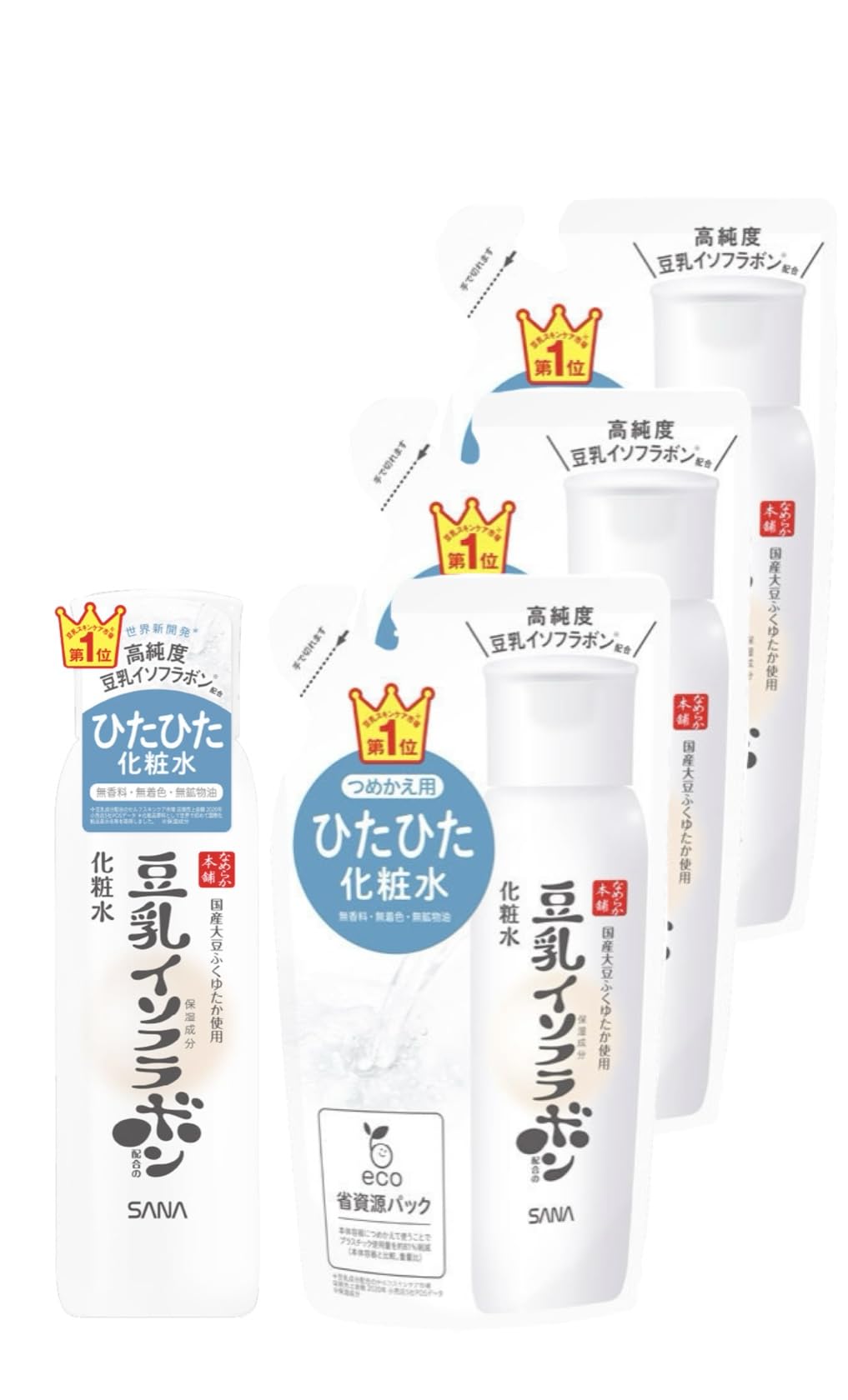 

Лосьон Sana Nameraka Honpo Soy Milk Isoflavone Hitahita NC для тела, сменная упаковка x 3 [Оптовая закупка] (200мл) + (180мл) чистый