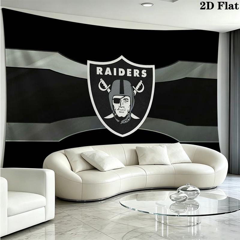 Las Vegas Raiders Logo Wall Tapestry Aesthetic Wall Hanging Printed Fabric Blanket Decorative Tapestries for Bedroom Living Room Home Decor