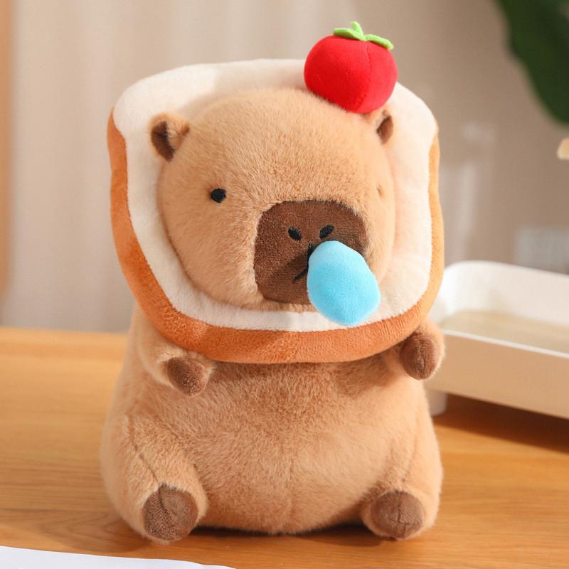 Capybara Plush Huggable Toy With Unique Food Designs And Soft Short Plush Fabric