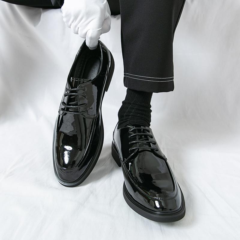 Herren Kleid Derbys Formell Business Lackschuhe Schwarz Smoking Hochzeitsschuhe Übergröße