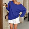 Women's Casual Fashion Solid Color Off-shoulder Long-sleeved Loose Sweatshirt With Pockets