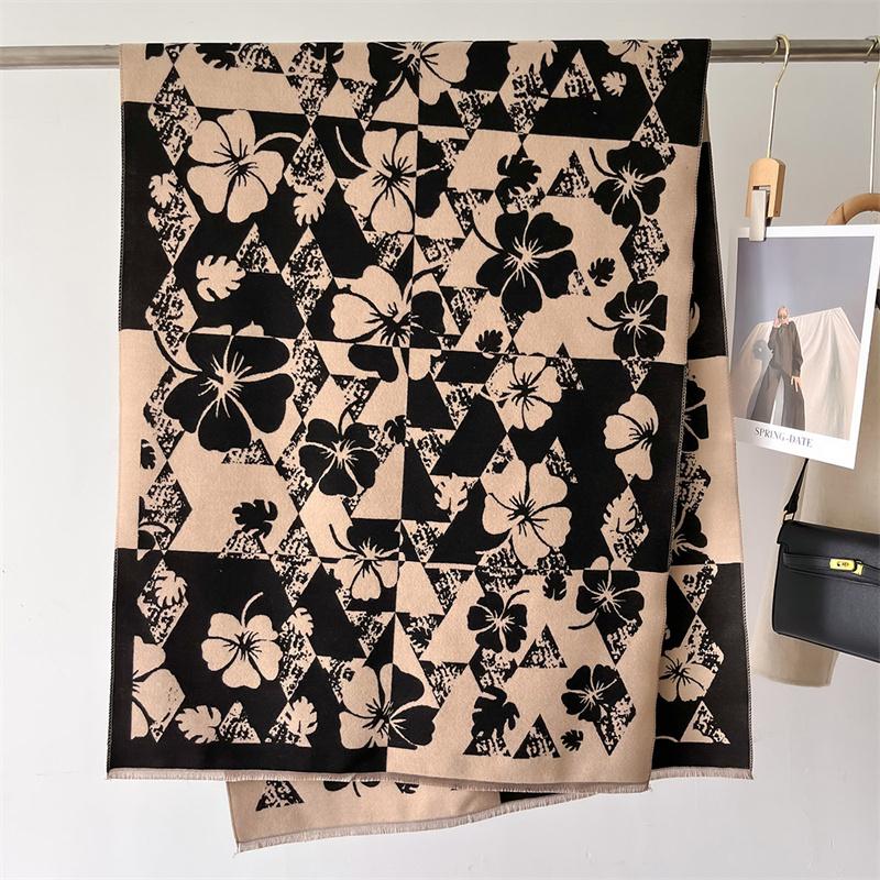 Luxury Brand Cashmere Women Floral Scarf Winter Warm Shawl and Wrap Bandana Pashmina Female Foulard Square Thick Blanket Poncho
