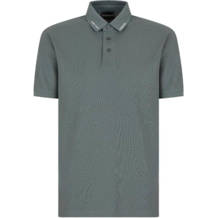 Emporio Armani Solid Color Jacquard Logo Short Sleeve Polo Shirt Men tops Green EM001081-AF10497-U9083 S