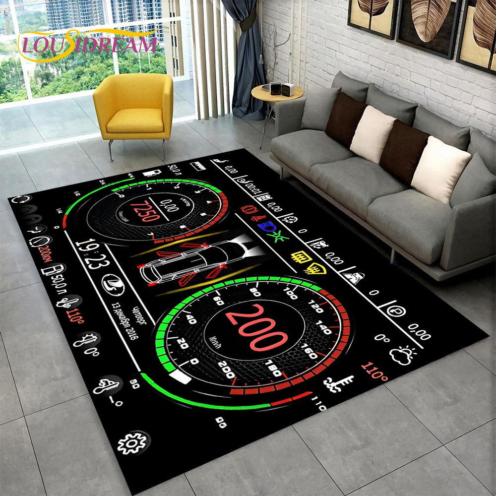3D Car Racing Dashboard Area Rug Large,Carpet Rug for Living Room Bedroom Sofa Kitchen Doormat Decor,Kid Play Non-slip Floor Mat