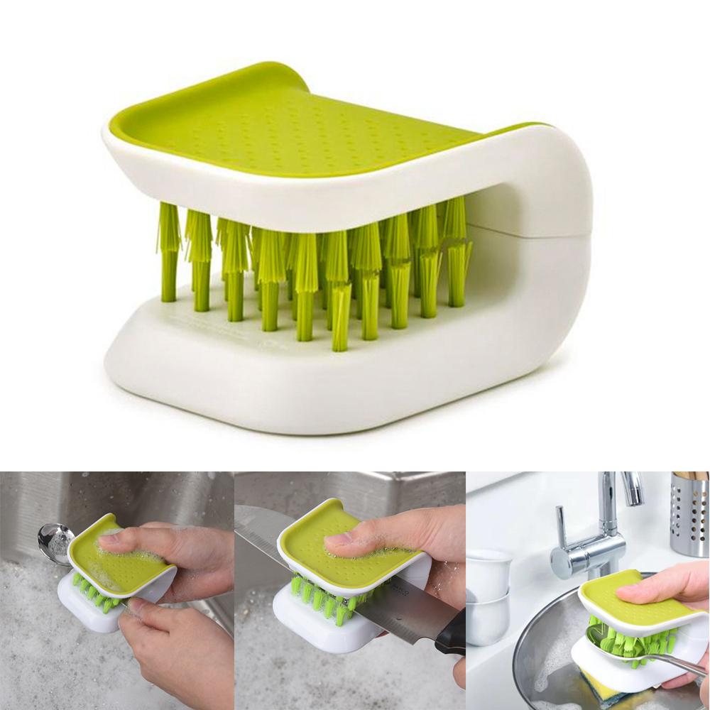 1Pc U-Shaped Double-Sided Cleaning Brush Double-Sided Cleaning Brush for Kitchen Utensils, Knives And Spoons