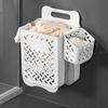 Bathroom Laundry Hamper, Dirty Clothes Basket, foldable WallMounted Organizer White Large 1pc