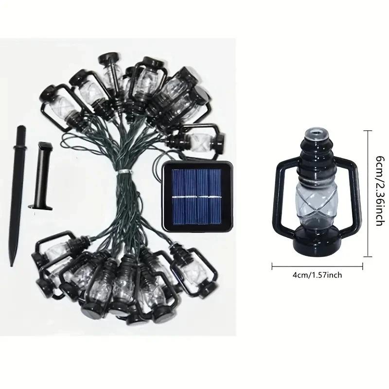5M-12M Solar Camping Lantern String Lights Mini Kerosene Lamp 8 Modes For Indoor And Outdoor Garden Holiday Decoration Battery Power 2M/3M/5M