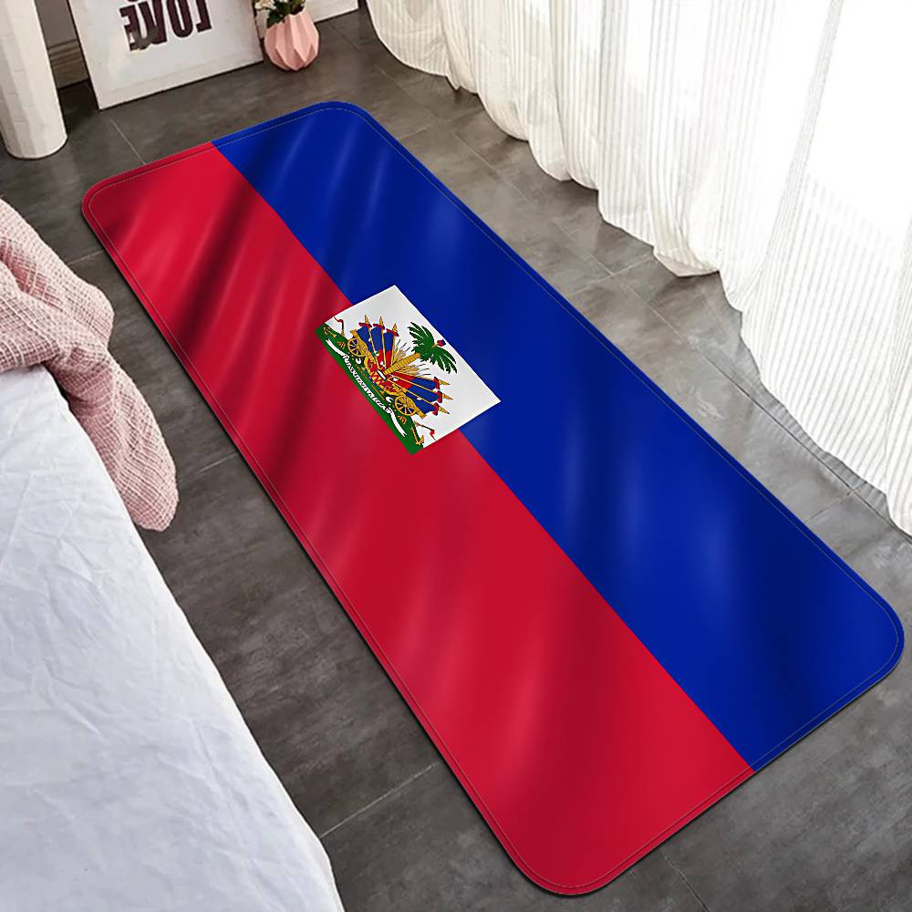 Vintage Haiti Haitian Flag Hallway Carpet Non-Slip Laundry Room Mat Laundry Decor Balcony Child Living Room Toilet Rug