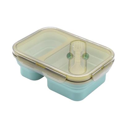 Silikon Faltbare Lunchbox 2 Fächer Große Bento Box Mikrowelle Spülmaschine Gefrierschrank Lunchbox