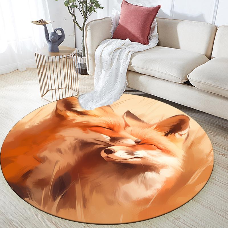 

Cartoon fox pattern round rug,Carpet Rug for Living Room Bedroom Playroom ,Non-slip Floor Mat,Holiday Gifts and Birthday Gifts. 80cmx80cm