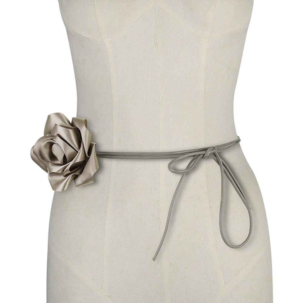 Decorative Rose Flower Rope Belts DIY Woven Waistband Strap Fabric Belt  For Women Lady Girl