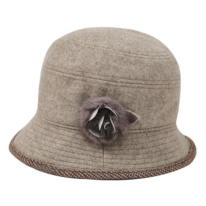 Hat winter new casual street fashion retro middle and old ladies basin hat, trendy versatile wool hat
